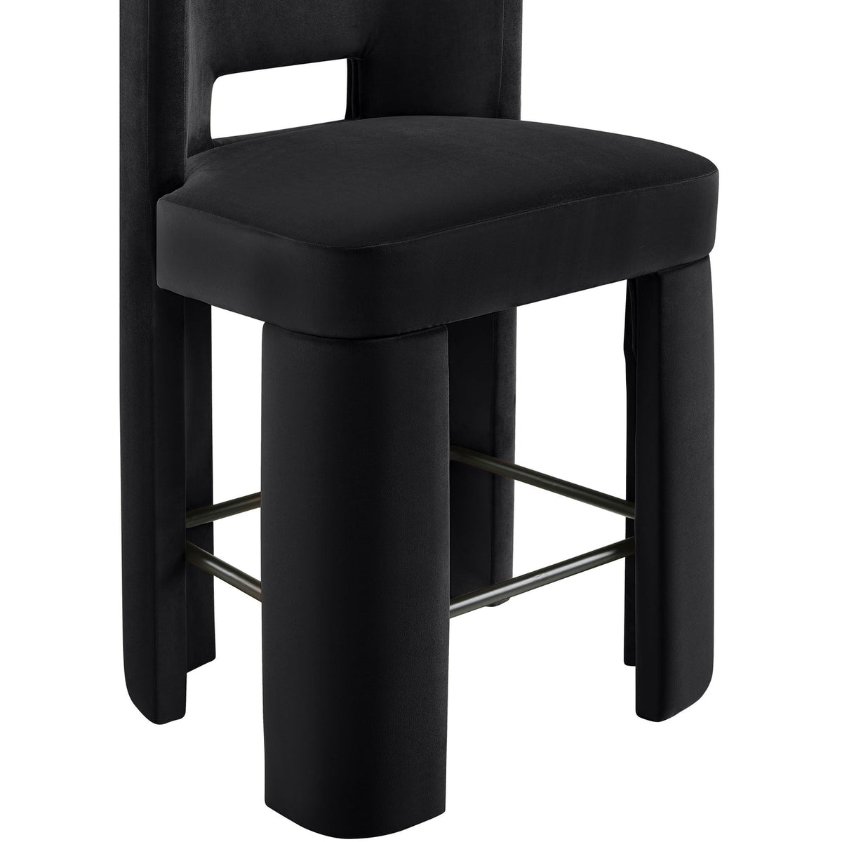 Zuno Black Velvet Performance Fabric Upholstered Counter Stool Set of 2
