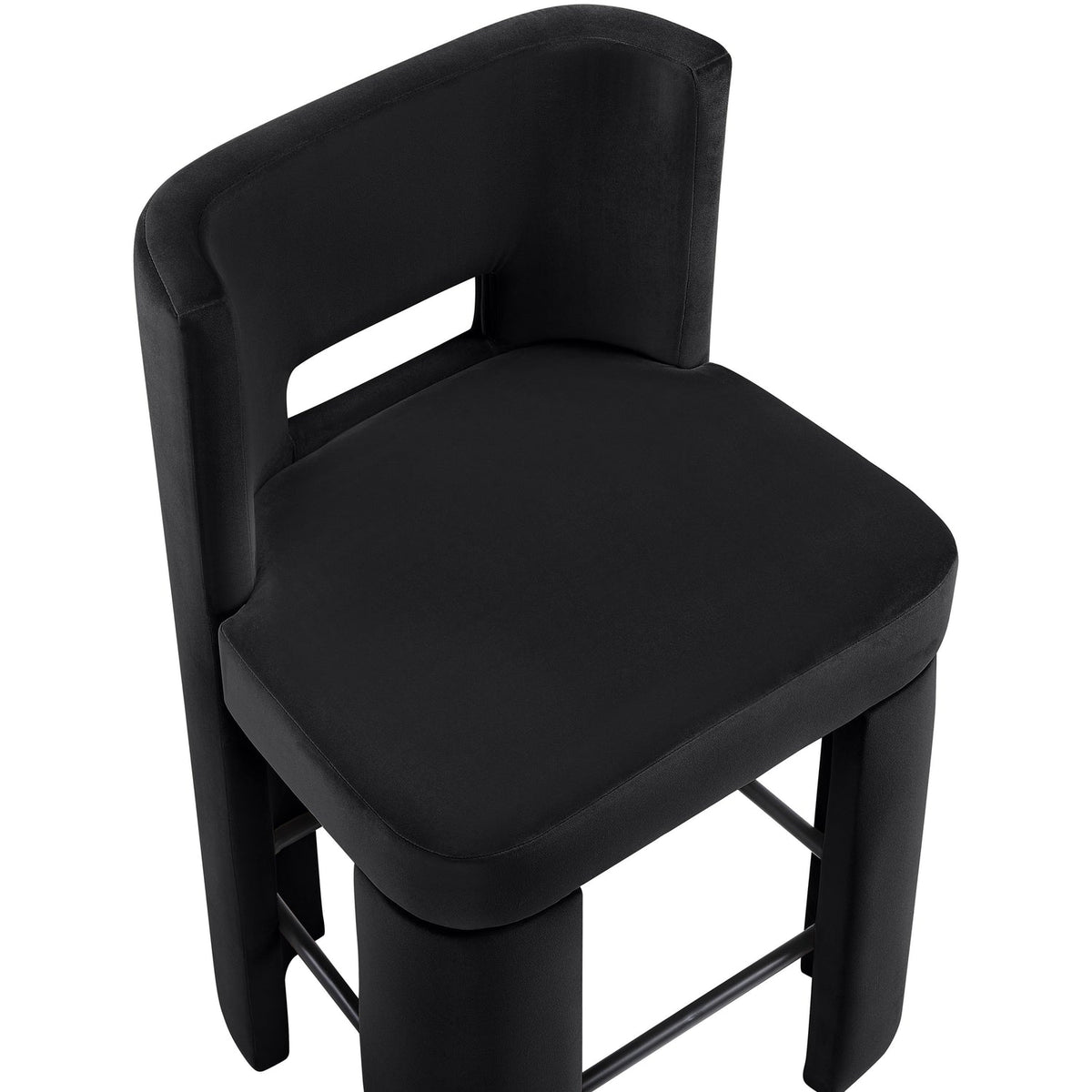 Zuno Black Velvet Performance Fabric Upholstered Counter Stool Set of 2