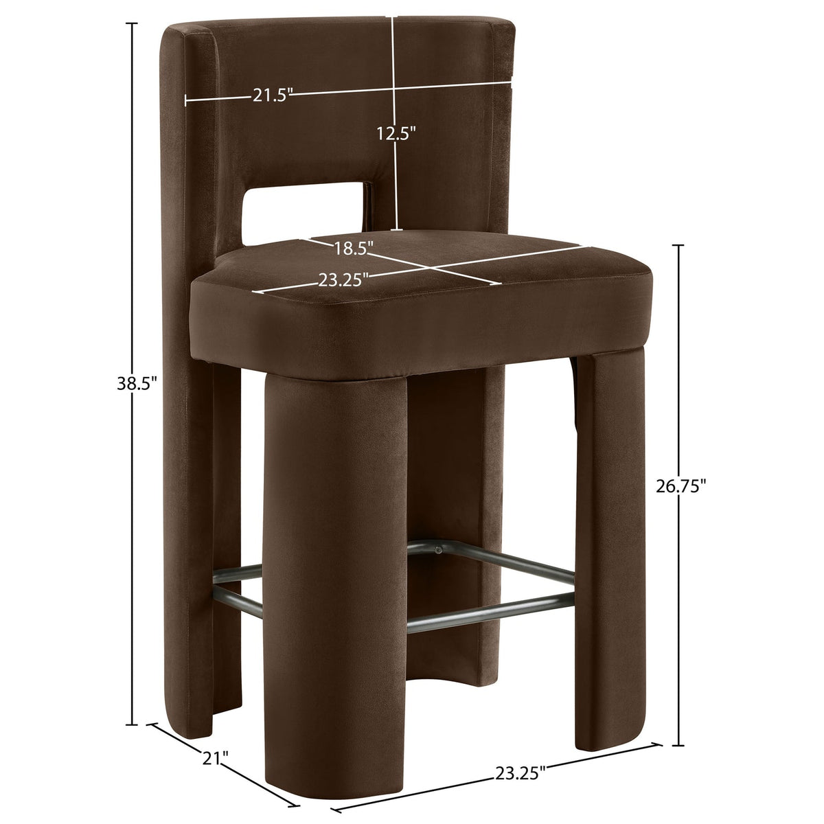 Zuno Brown Velvet Performance Fabric Upholstered Counter Stool Set of 2