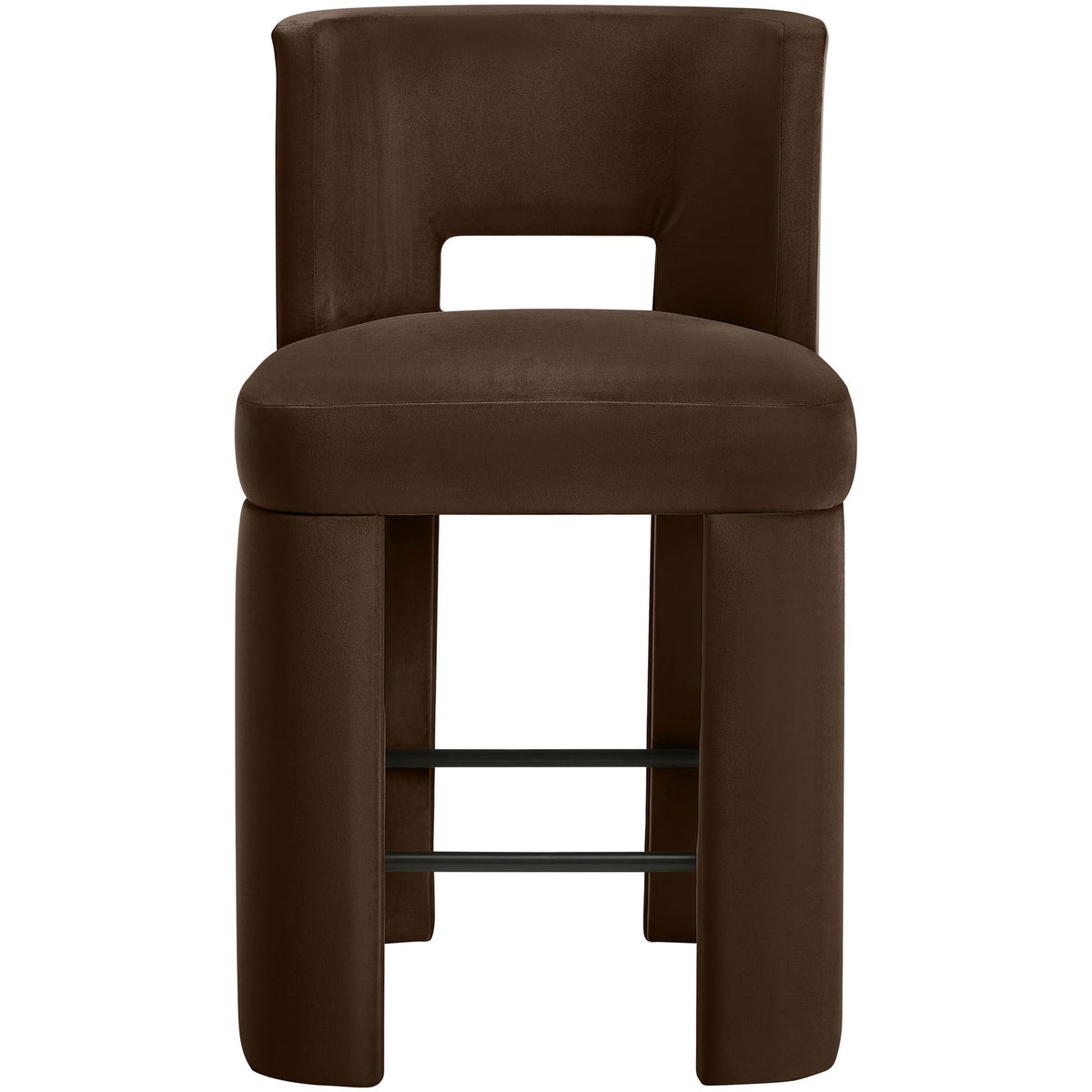Zuno Brown Velvet Performance Fabric Upholstered Counter Stool Set of 2