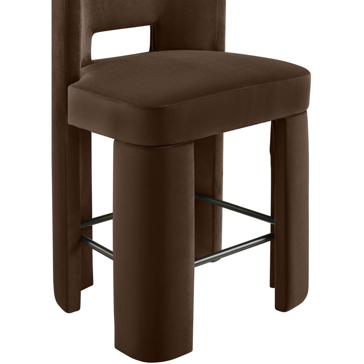 Zuno Brown Velvet Performance Fabric Upholstered Counter Stool Set of 2
