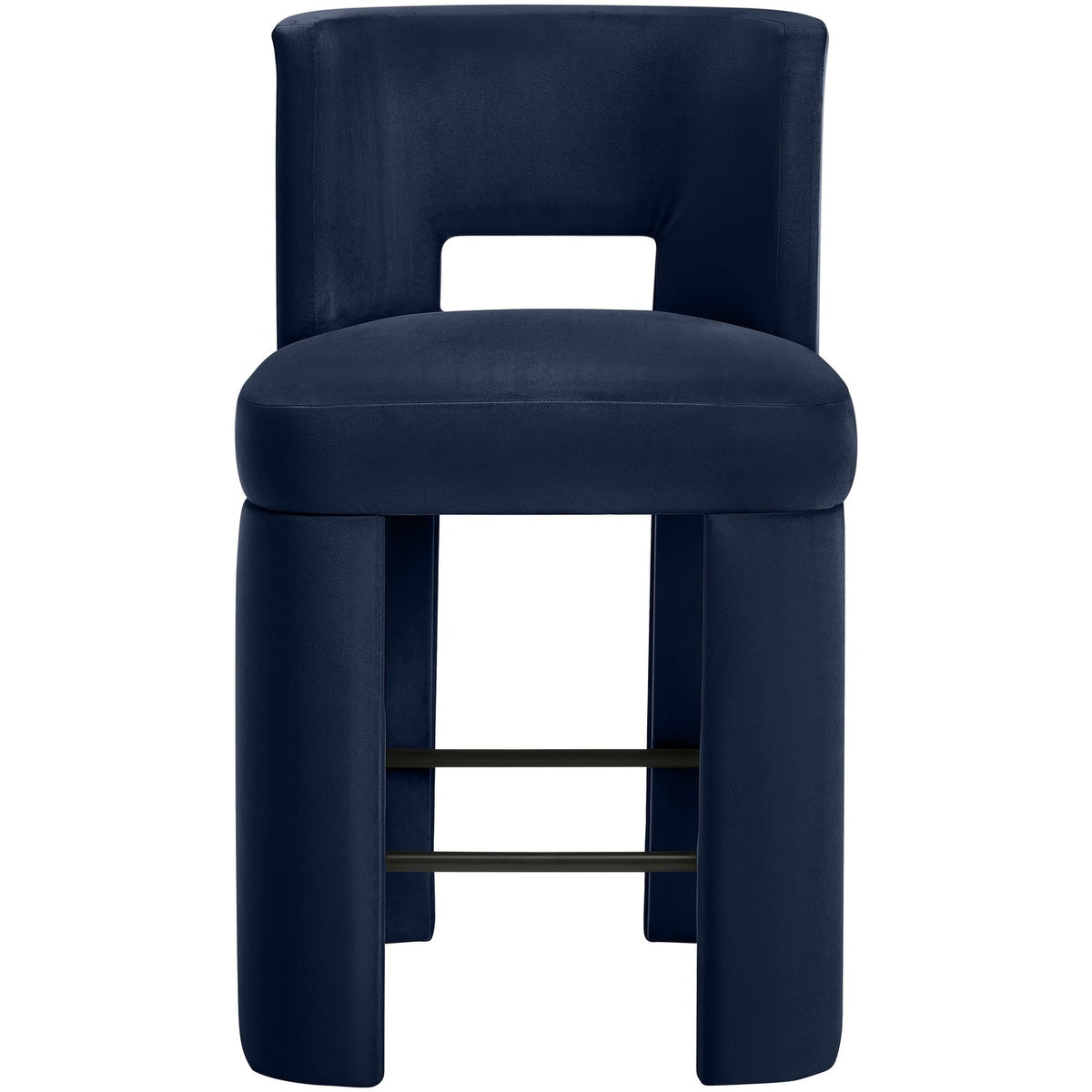 Zuno Navy Velvet Performance Fabric Upholstered Counter Stool Set of 2