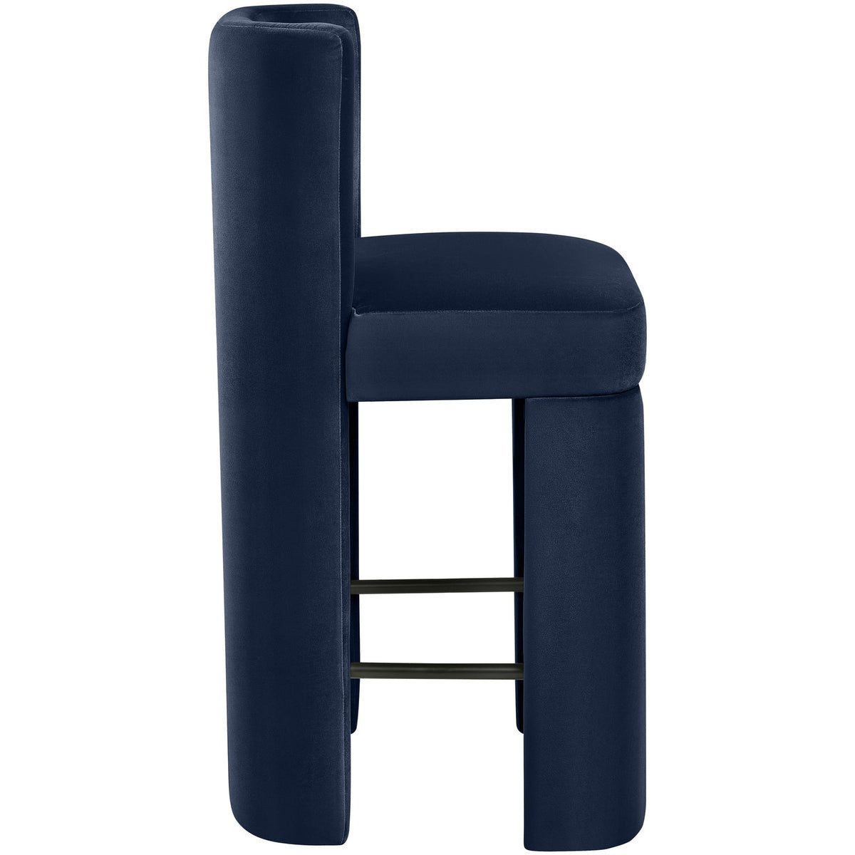 Zuno Navy Velvet Performance Fabric Upholstered Counter Stool Set of 2