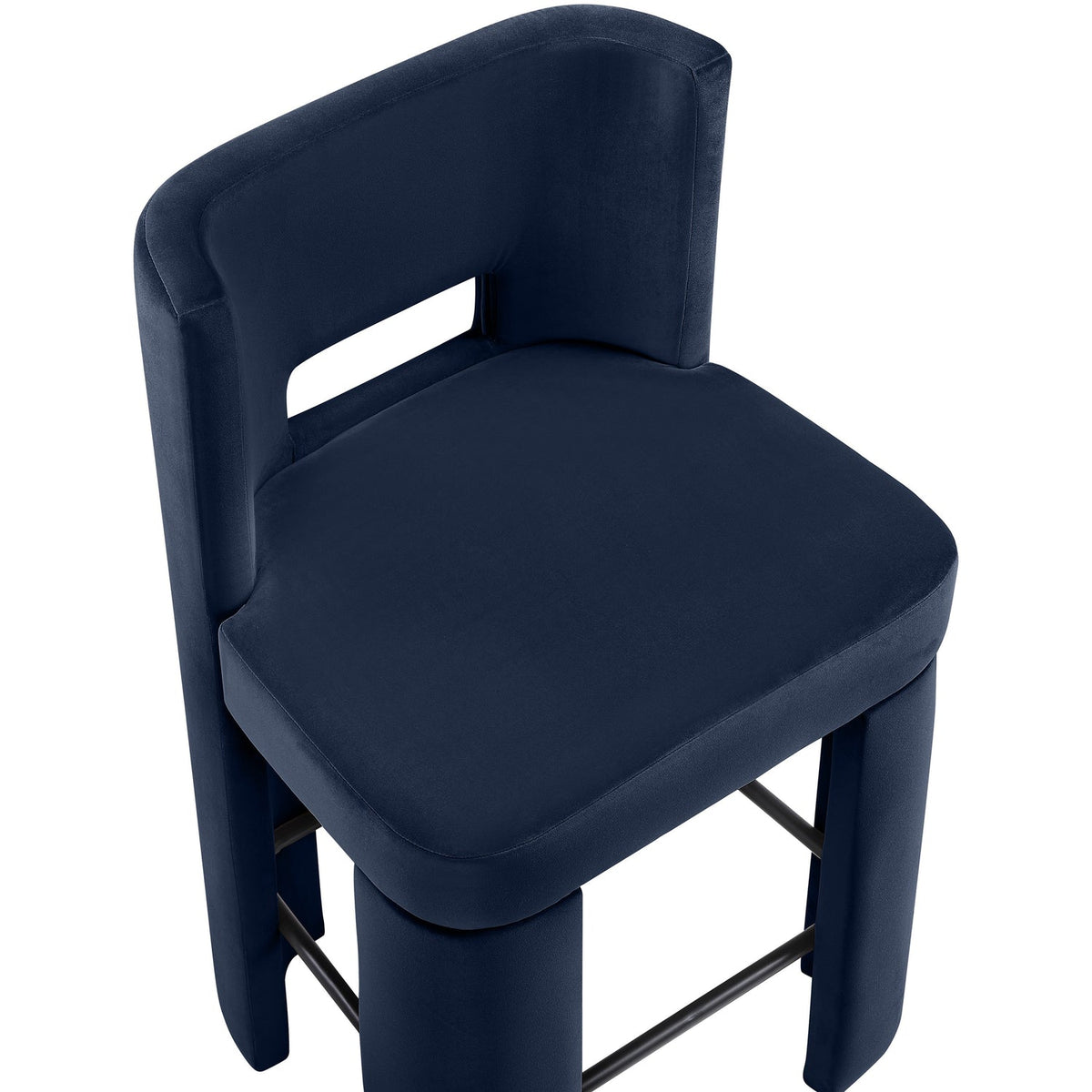 Zuno Navy Velvet Performance Fabric Upholstered Counter Stool Set of 2