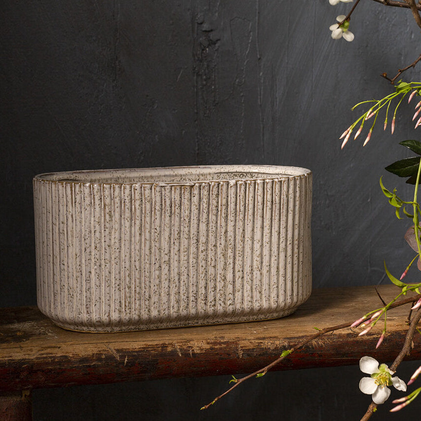 Stable Planter, a off white ceramic home decor accent