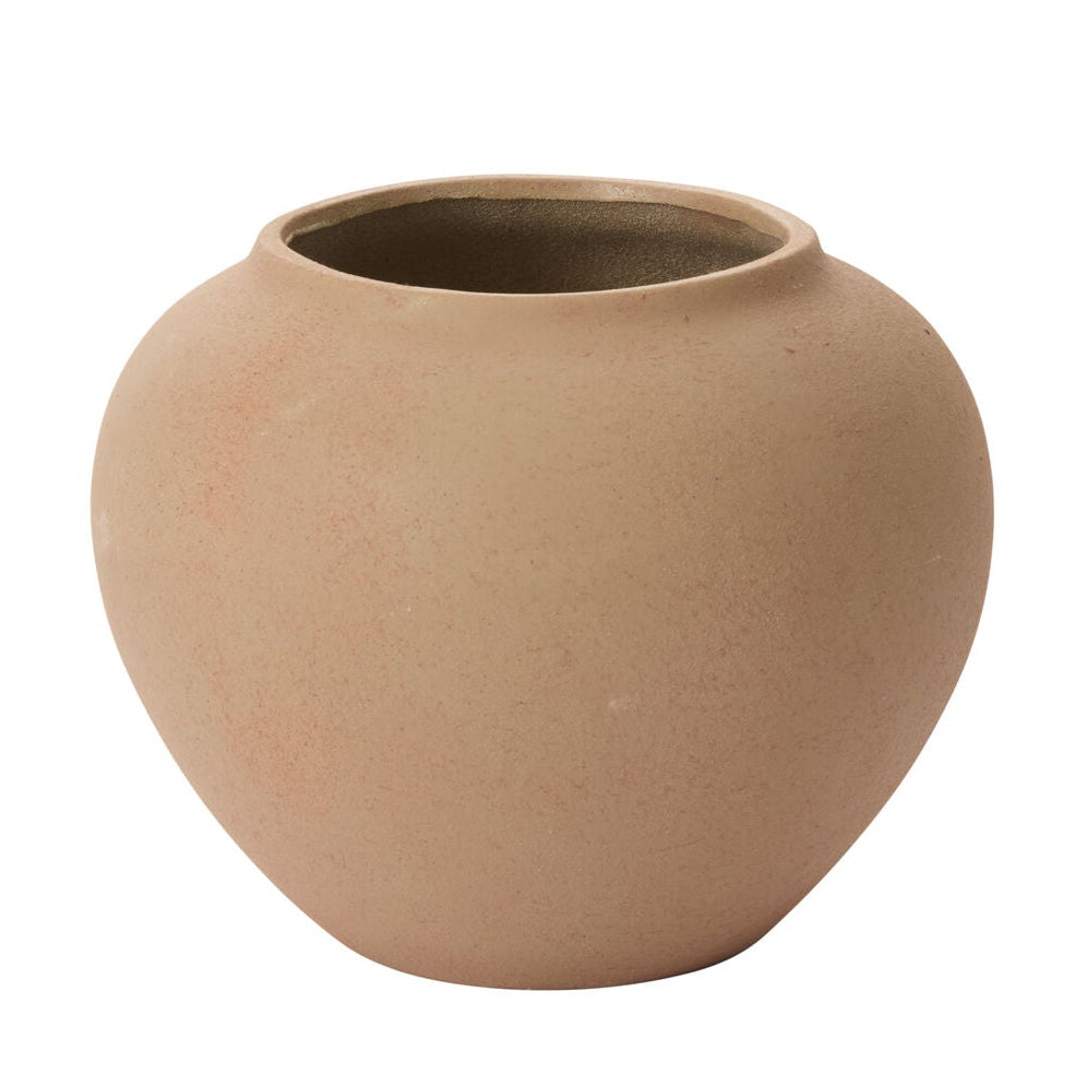 Kastanos Vase styled view, brown terracotta stoneware vase
