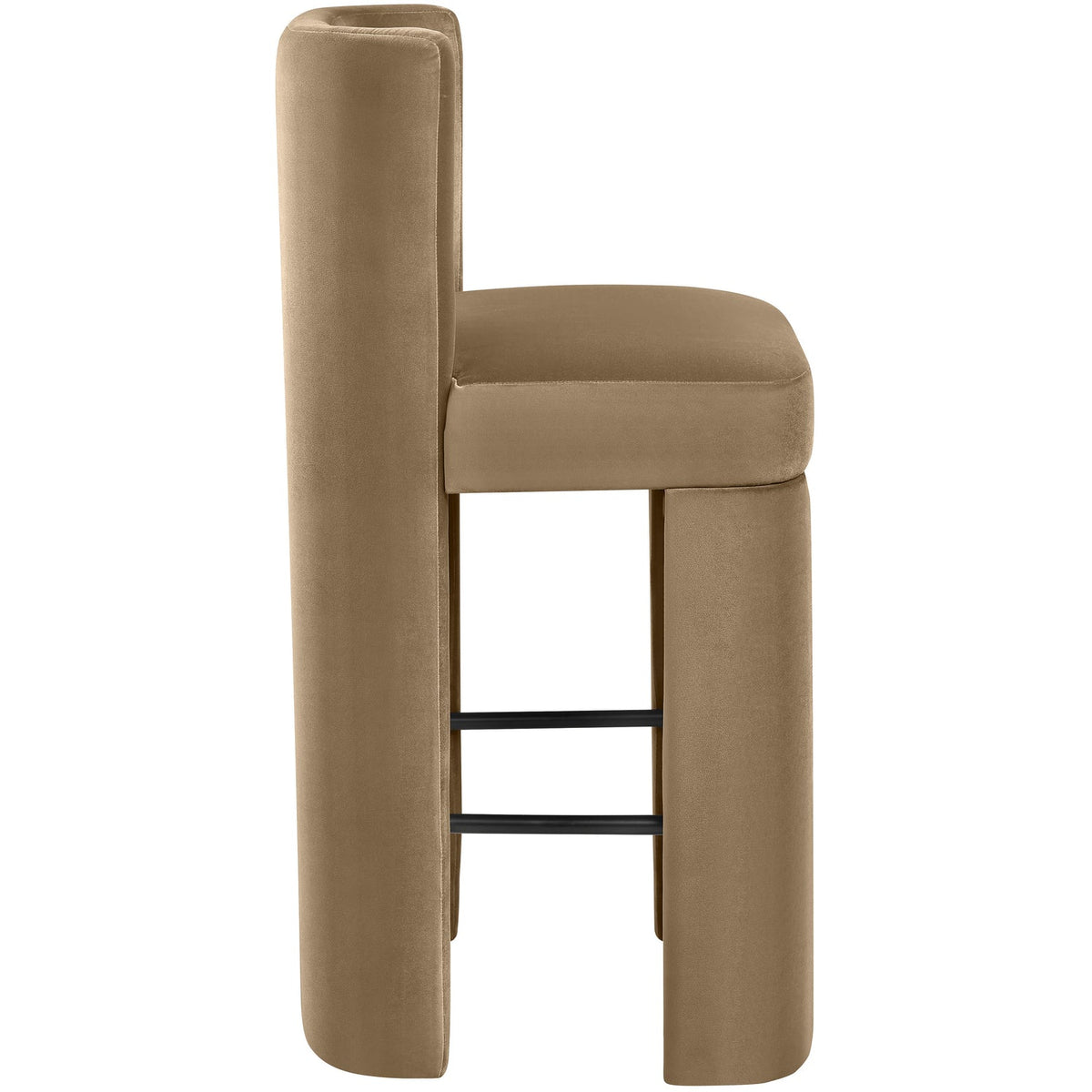 Zuno Beige Velvet Performance Fabric Upholstered Bar Stool Set of 2