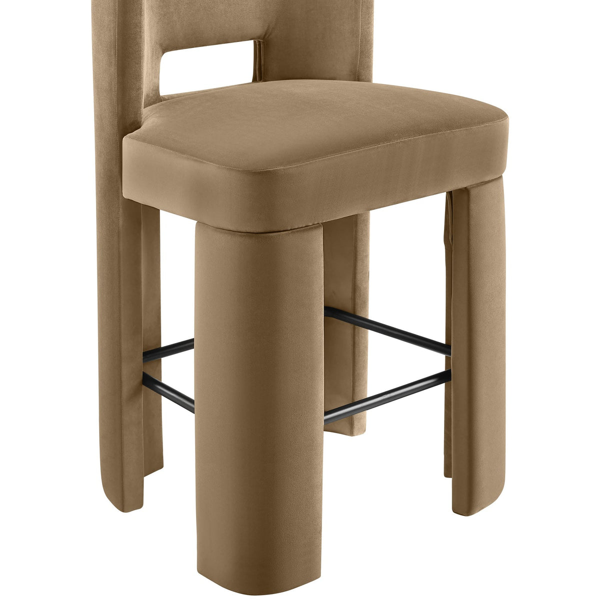 Zuno Beige Velvet Performance Fabric Upholstered Bar Stool Set of 2