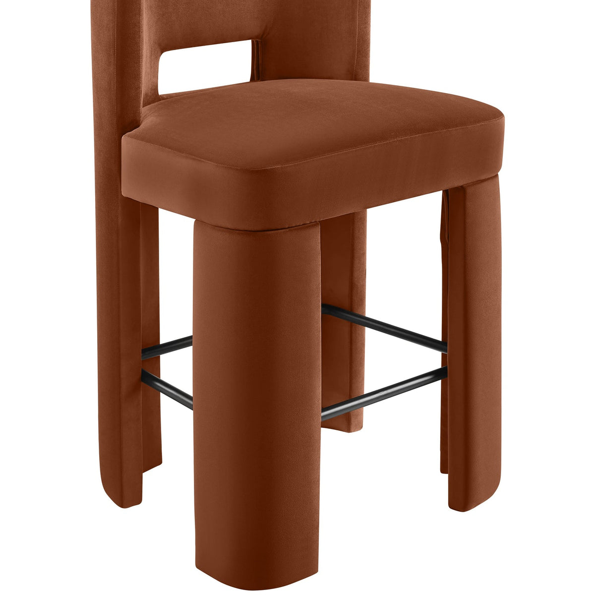 Zuno Cognac Velvet Performance Fabric Upholstered Bar Stool Set of 2