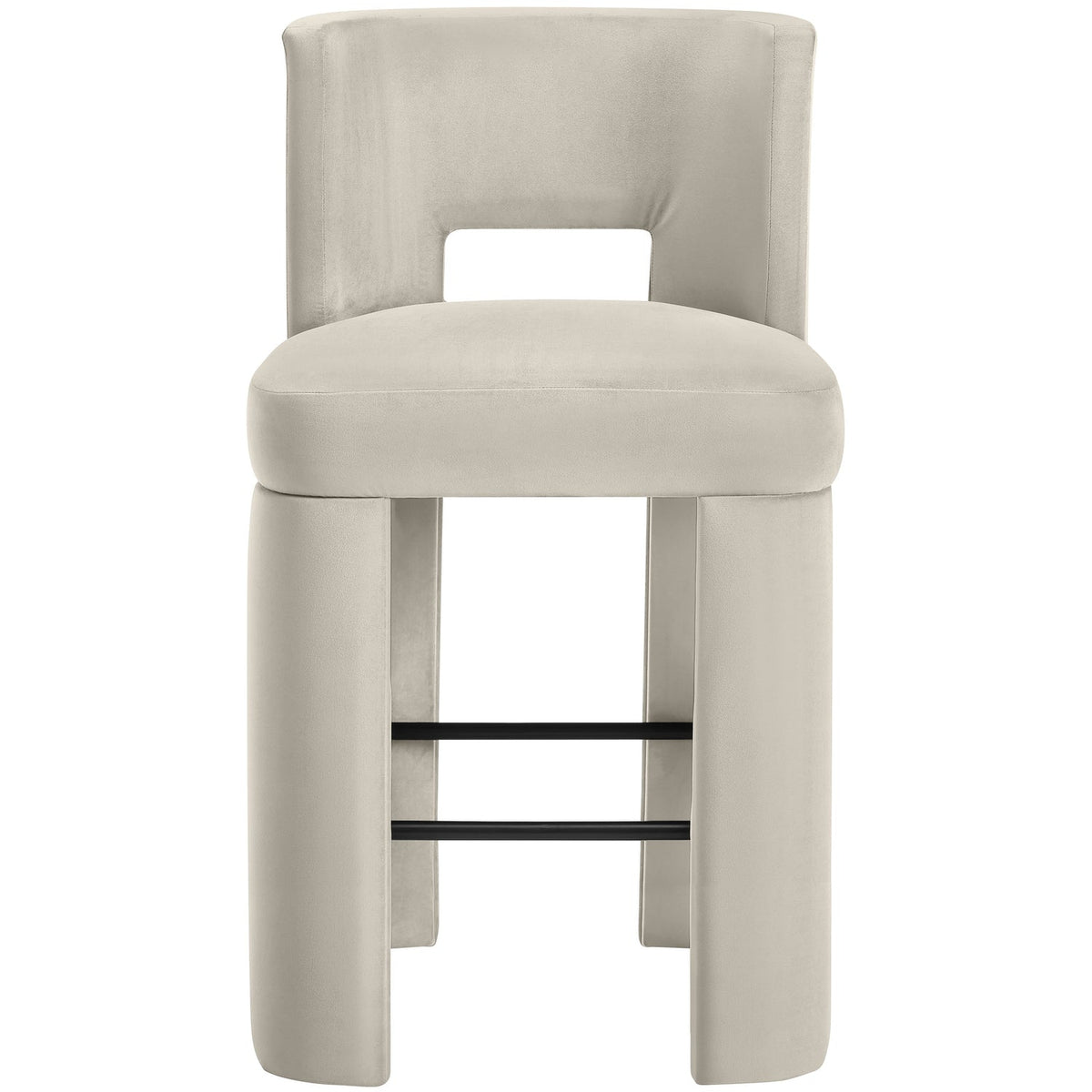 Zuno Cream Velvet Performance Fabric Upholstered Bar Stool Set of 2
