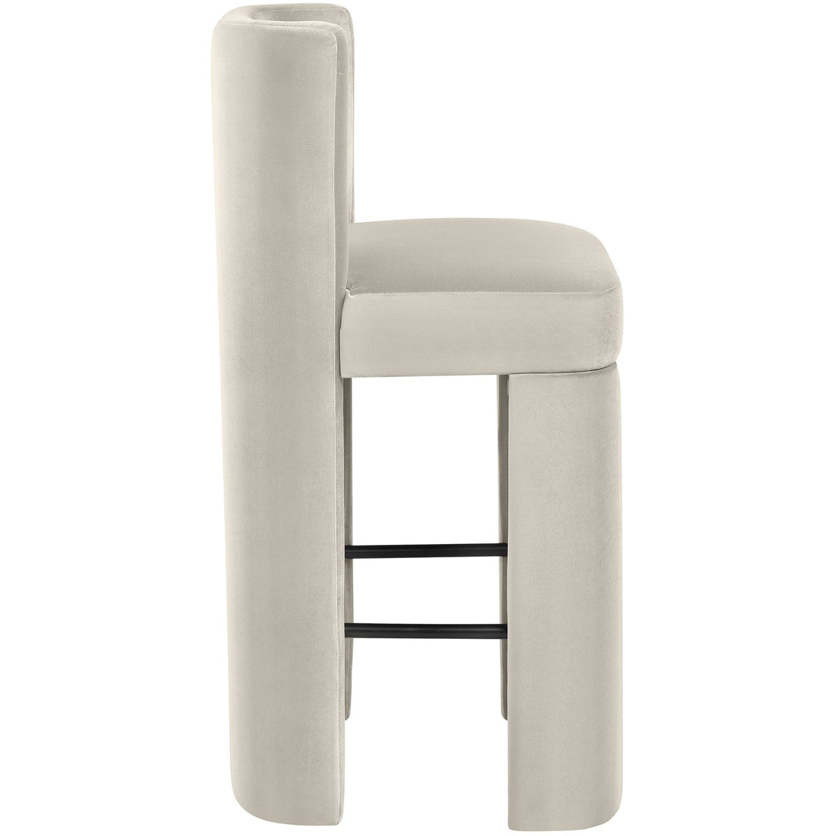 Zuno Cream Velvet Performance Fabric Upholstered Bar Stool Set of 2