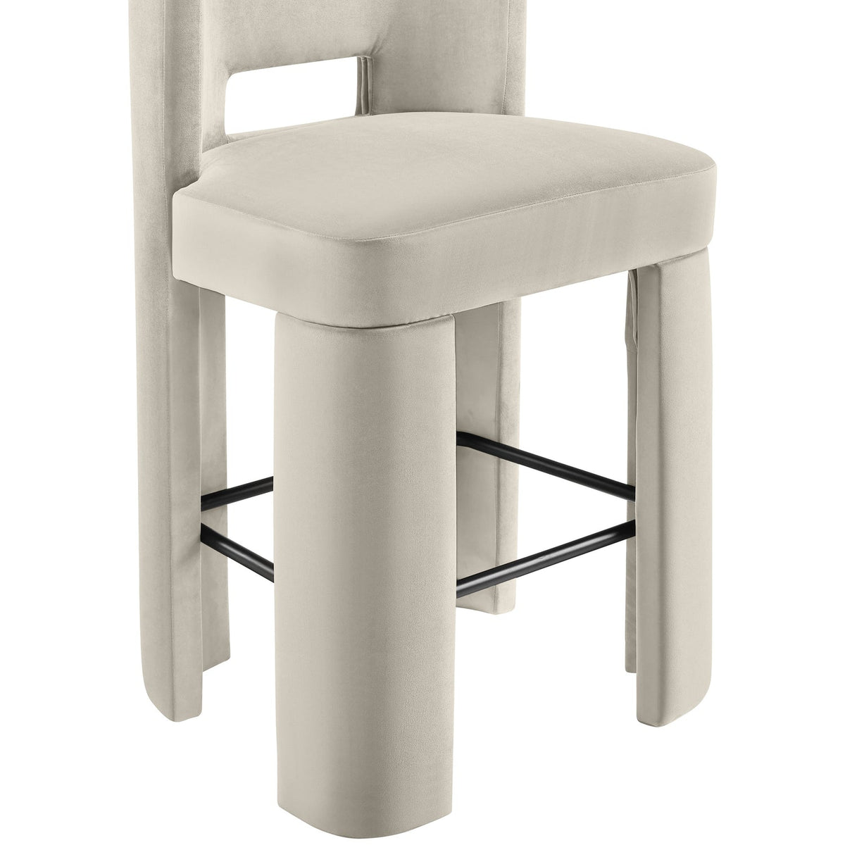 Zuno Cream Velvet Performance Fabric Upholstered Bar Stool Set of 2