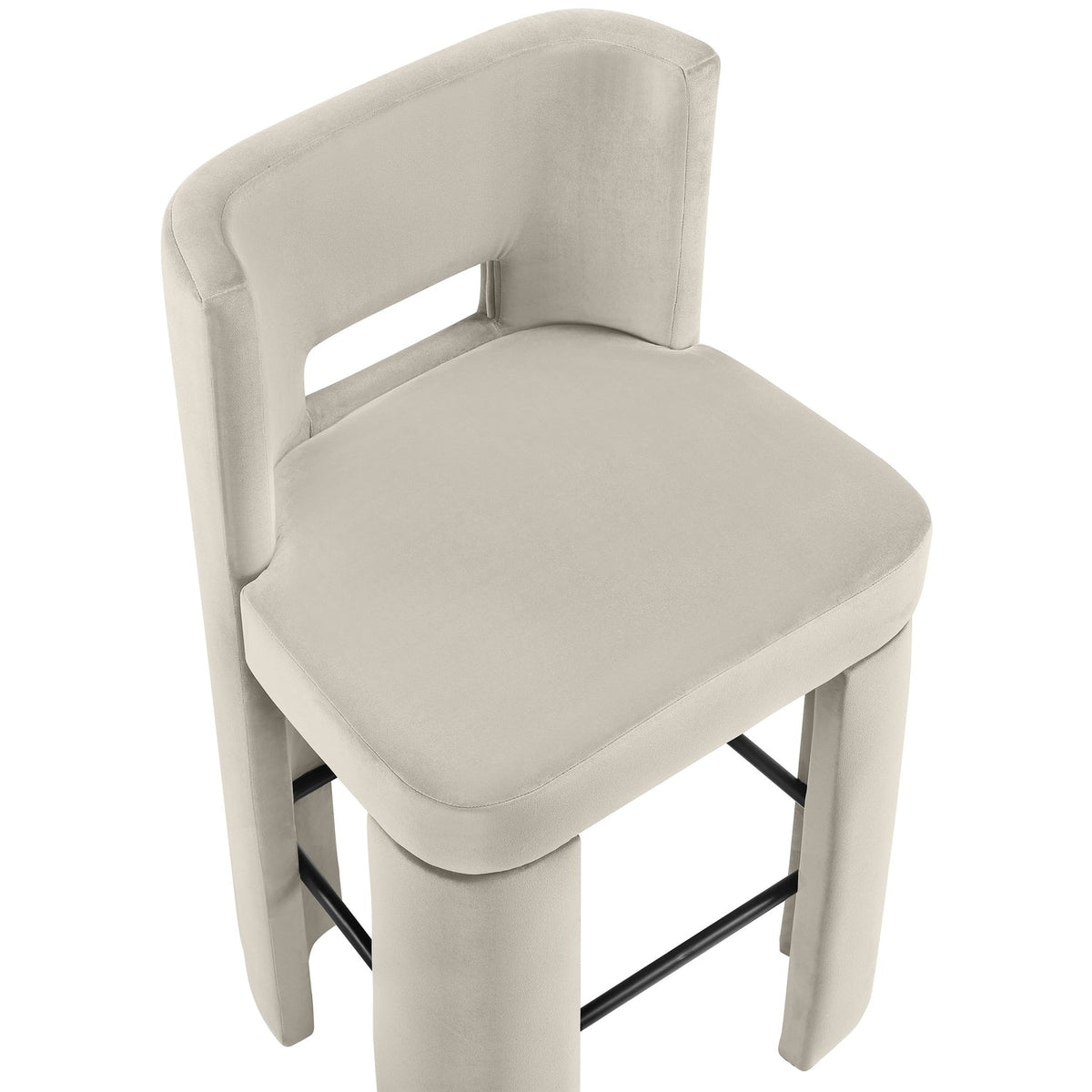 Zuno Cream Velvet Performance Fabric Upholstered Bar Stool Set of 2