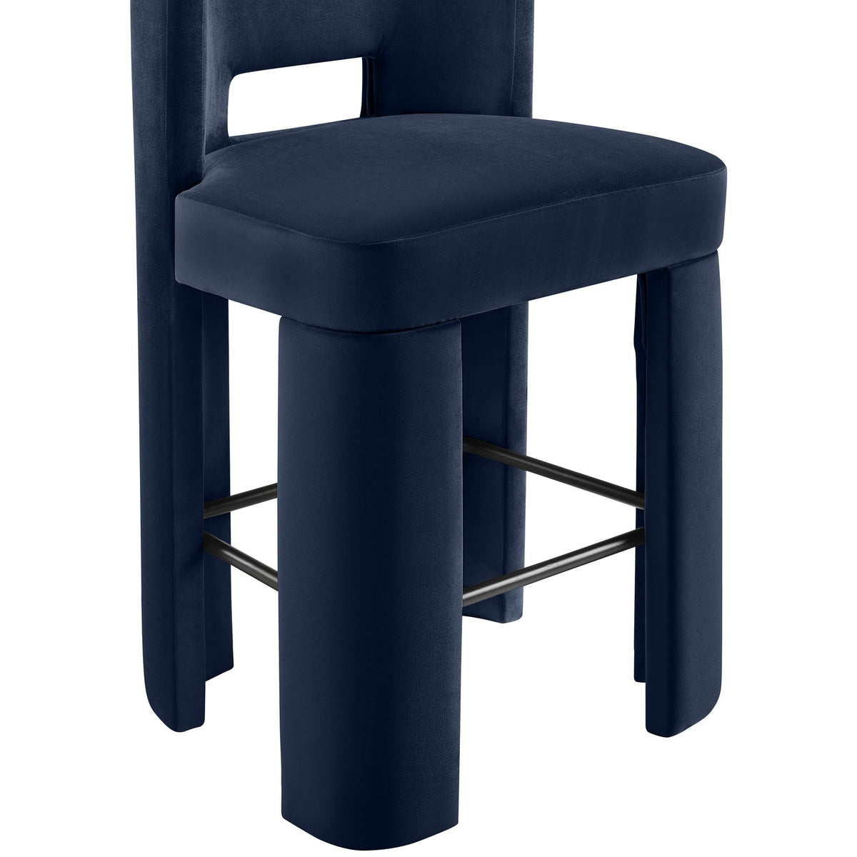 Zuno Navy Velvet Performance Fabric Upholstered Bar Stool Set of 2