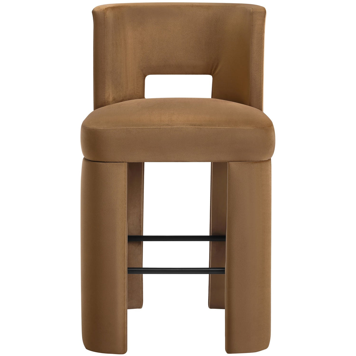 Zuno Saddle Velvet Performance Fabric Upholstered Bar Stool Set of 2