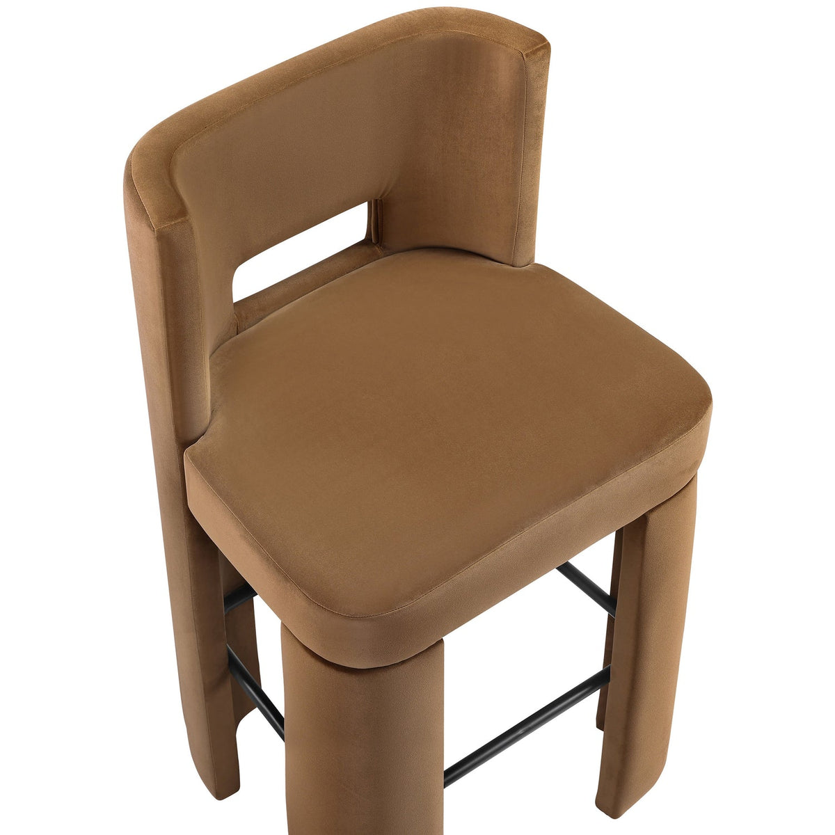 Zuno Saddle Velvet Performance Fabric Upholstered Bar Stool Set of 2