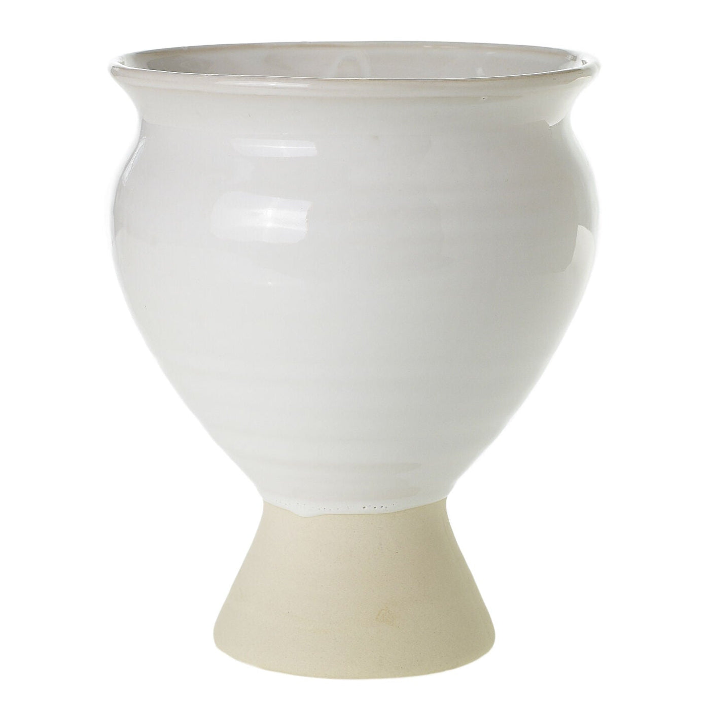 Magnolia Vase styled view, two-tone bisque and cream ceramic vase
