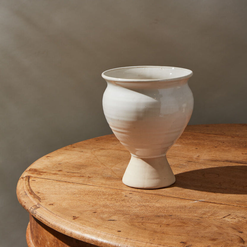 Magnolia Vase alternate view, two-tone bisque and cream ceramic vase