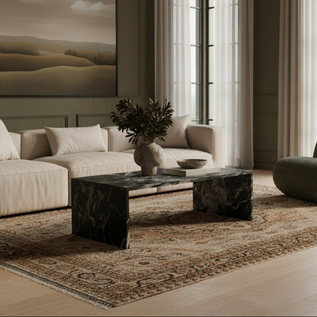 Vernazza Black Genuine Marble Coffee Table
