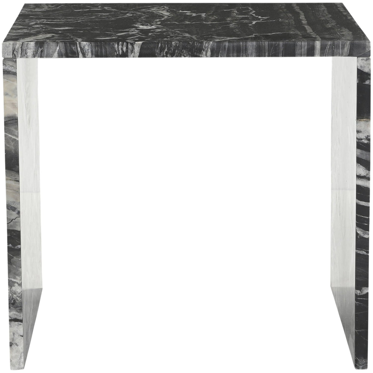 Vernazza Black Genuine Marble End Side Table Set of 2