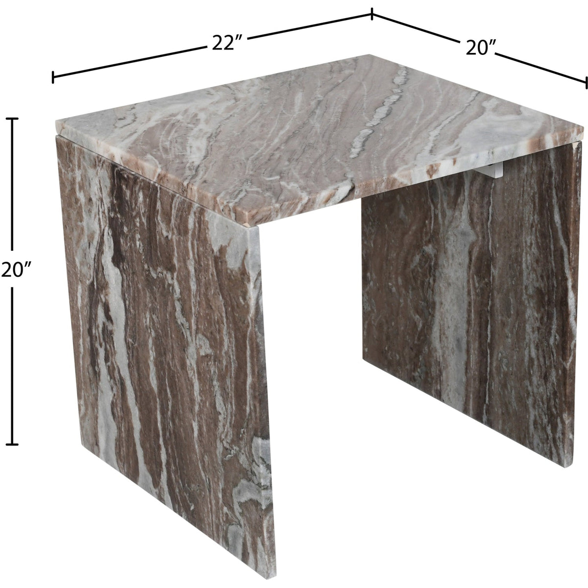 Vernazza Brown Genuine Marble End Side Table Set of 2