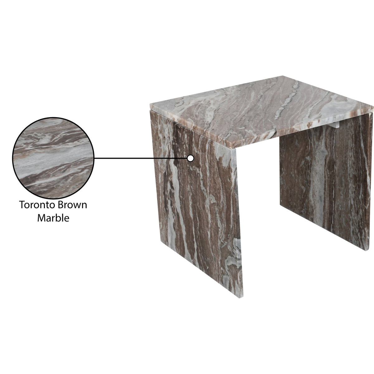Vernazza Brown Genuine Marble End Side Table Set of 2