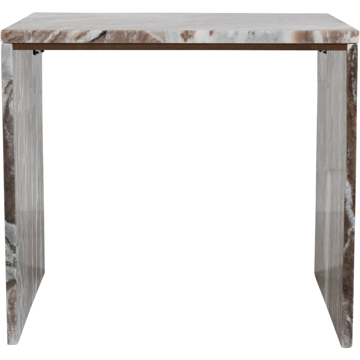 Vernazza Brown Genuine Marble End Side Table Set of 2
