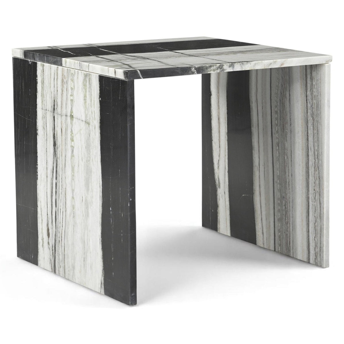Vernazza Panda Genuine Marble End / Side Table in black-and-white panda marble, primary product view