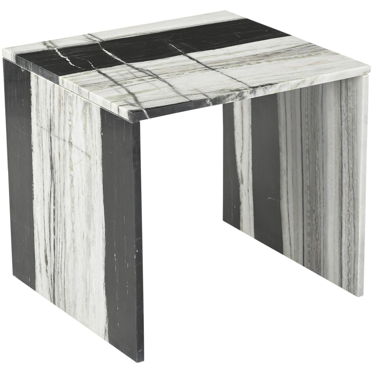 Vernazza Panda Genuine Marble End Side Table Set of 2