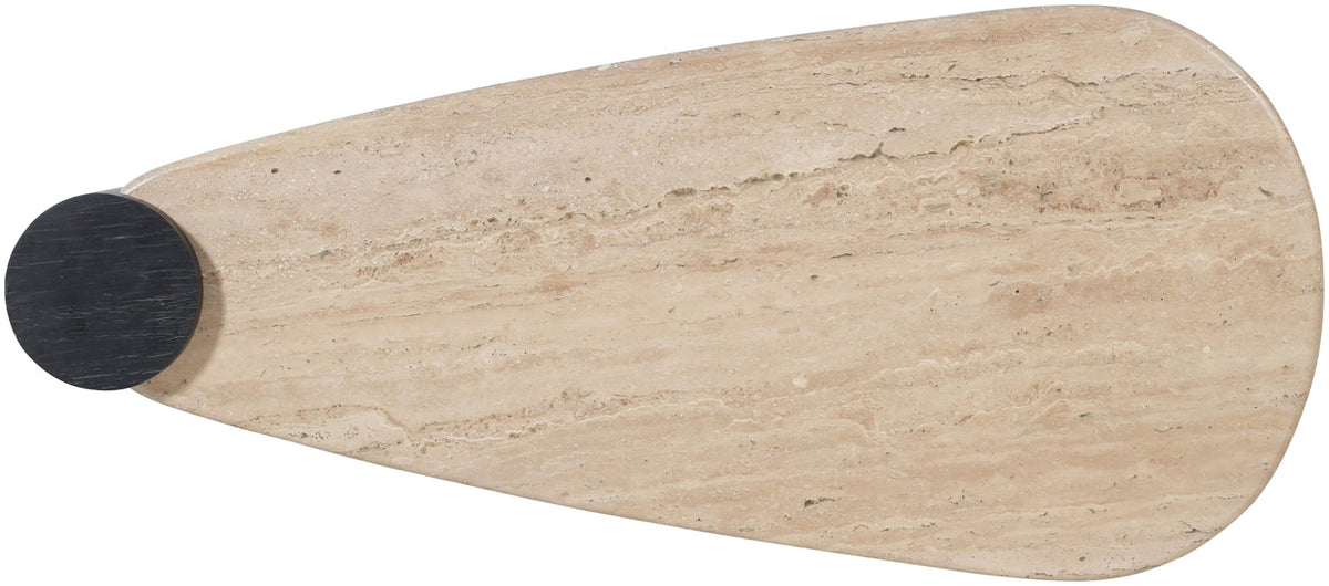 Taverna Natural Travertine Top And Oak Wood Base Coffee Table