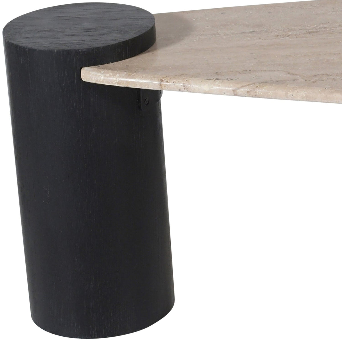 Taverna Natural Travertine Top And Oak Wood Base Coffee Table