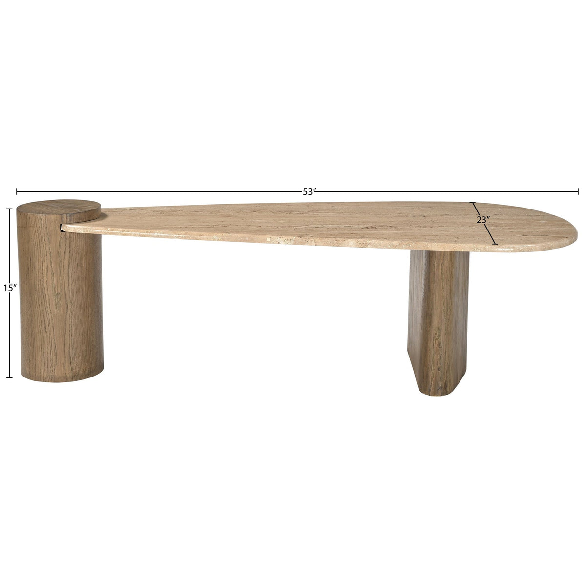 Taverna Natural Travertine Top And Oak Wood Base Coffee Table