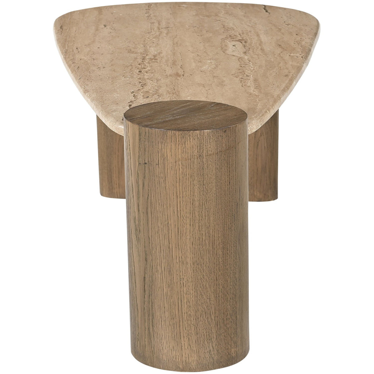 Taverna Natural Travertine Top And Oak Wood Base Coffee Table