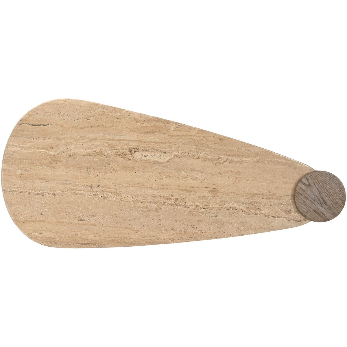 Taverna Natural Travertine Top And Oak Wood Base Coffee Table