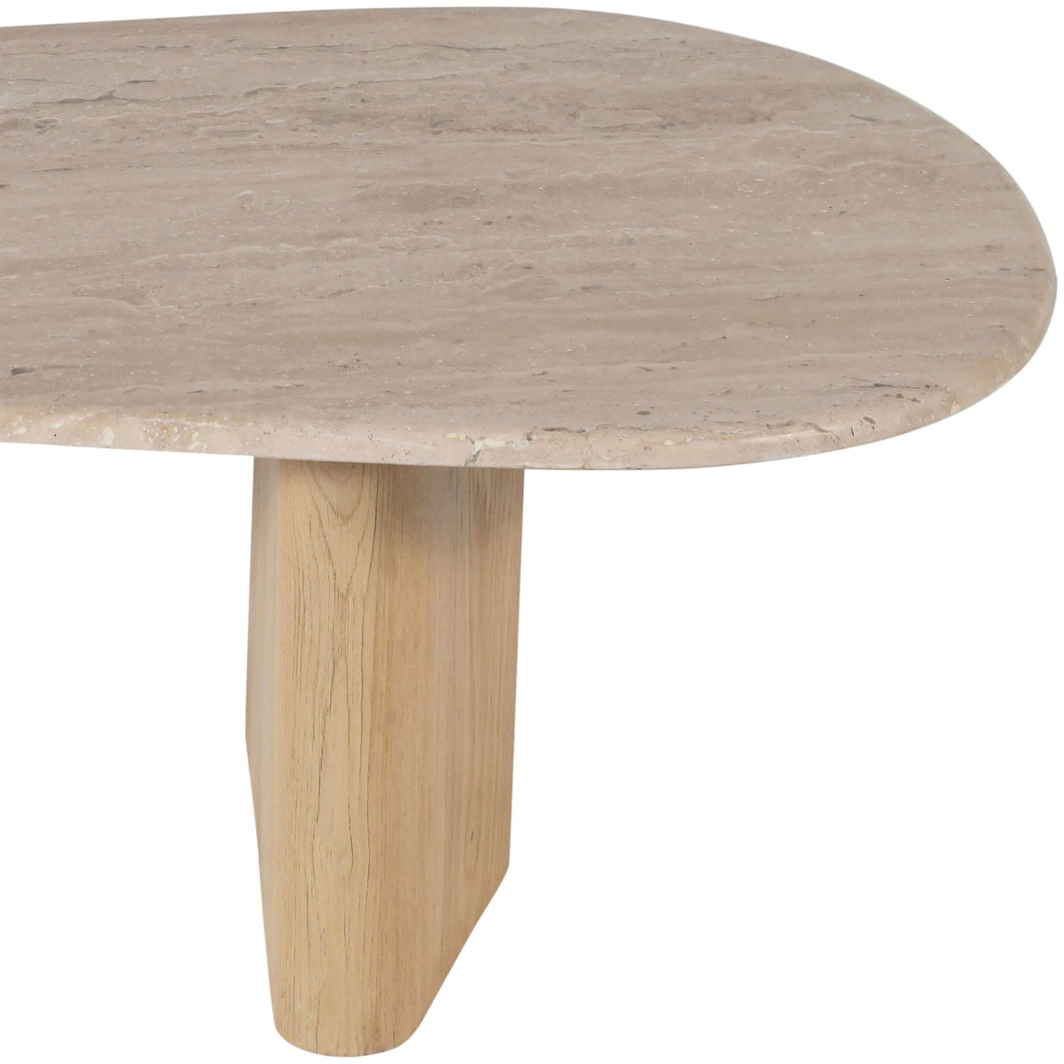 Taverna Natural Travertine Top And Oak Wood Base Coffee Table