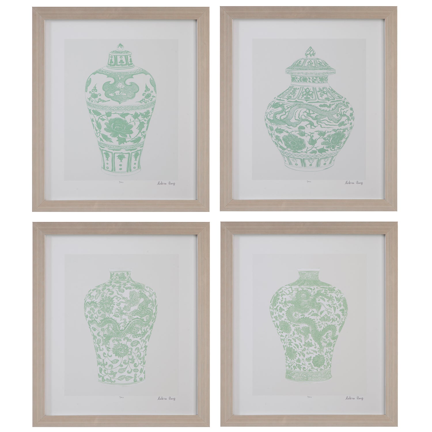 Bassett Mirror Mint Vases Framed Print Set of 4