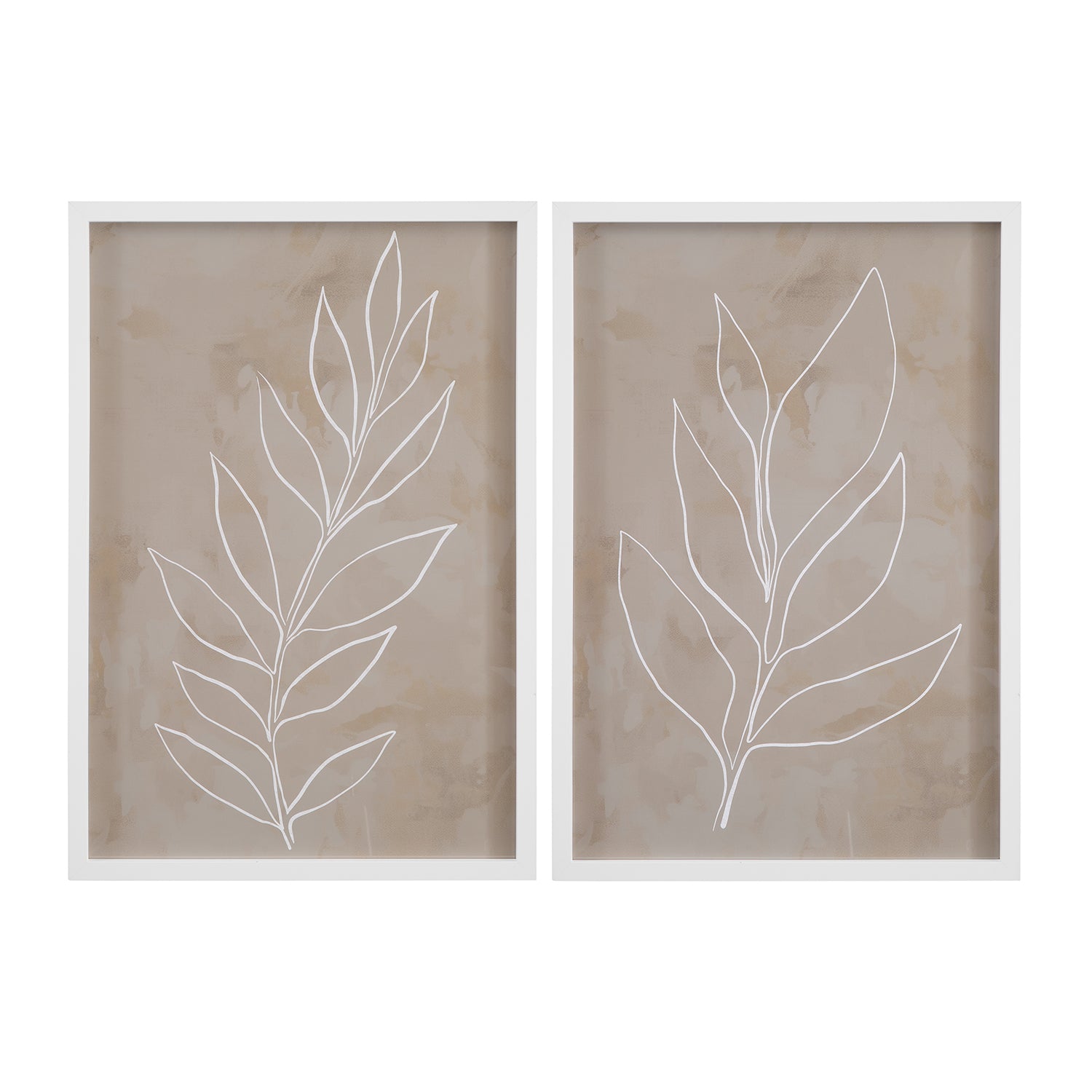 Bassett Mirror Leaf Line Art Framed Print Set of 2