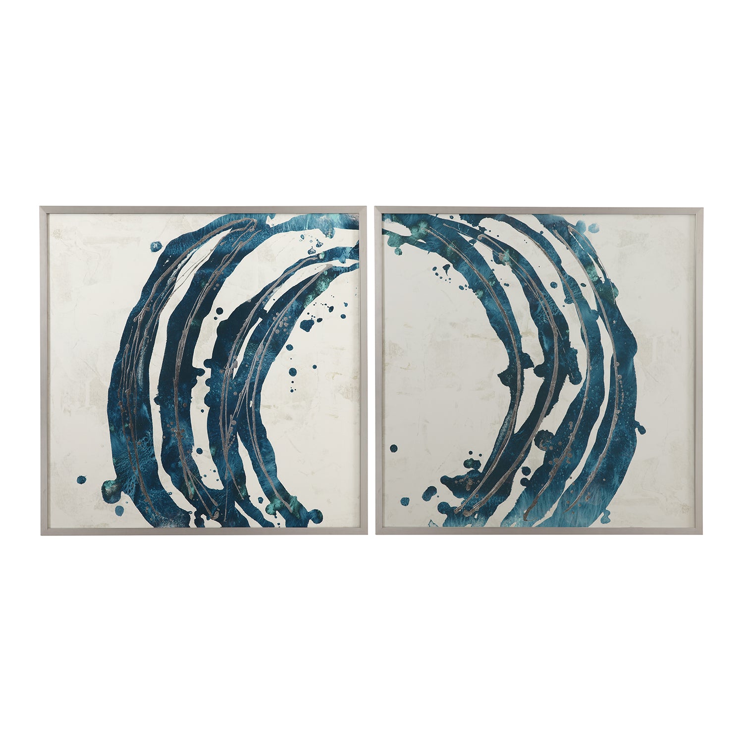 Bassett Mirror Embellished Blue Circle Framed Print Set of 2