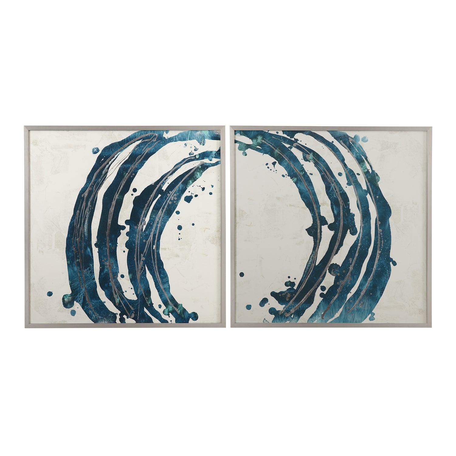 Bassett Mirror Embellished Blue Circle Framed Print Set of 2