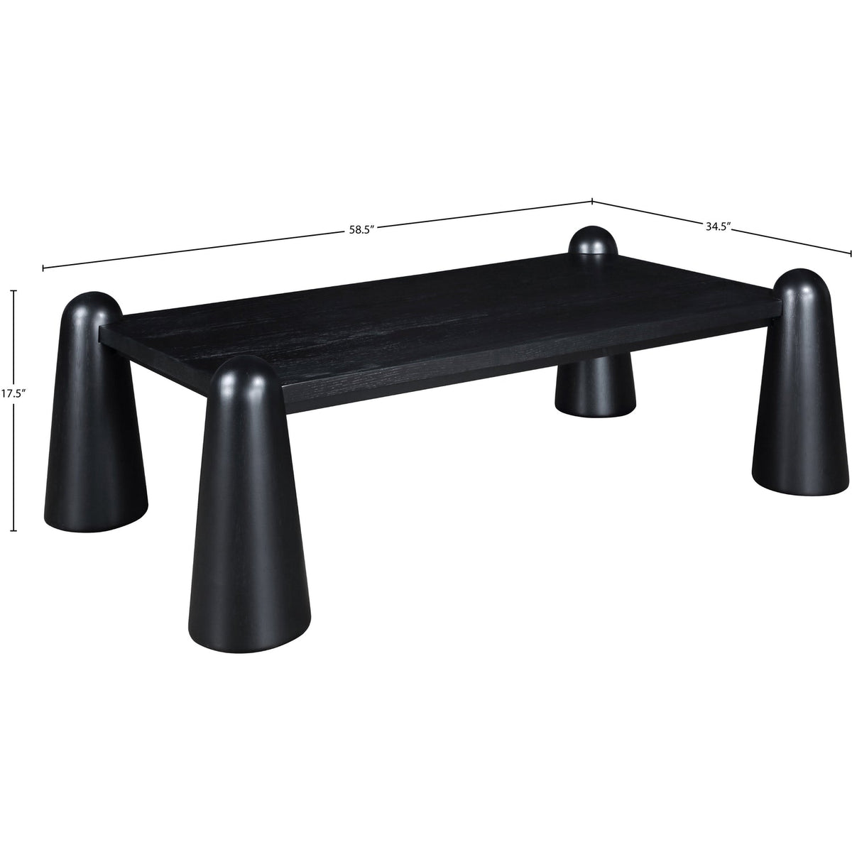 Wyndham Black Solid Wood And Oak Veneer Coffee Table