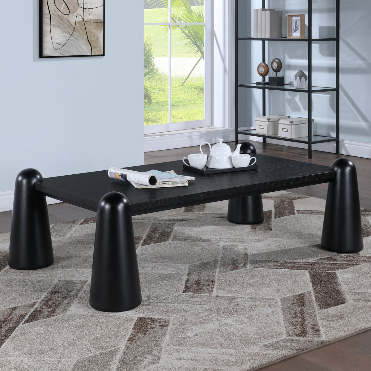 Wyndham Black Solid Wood And Oak Veneer Coffee Table