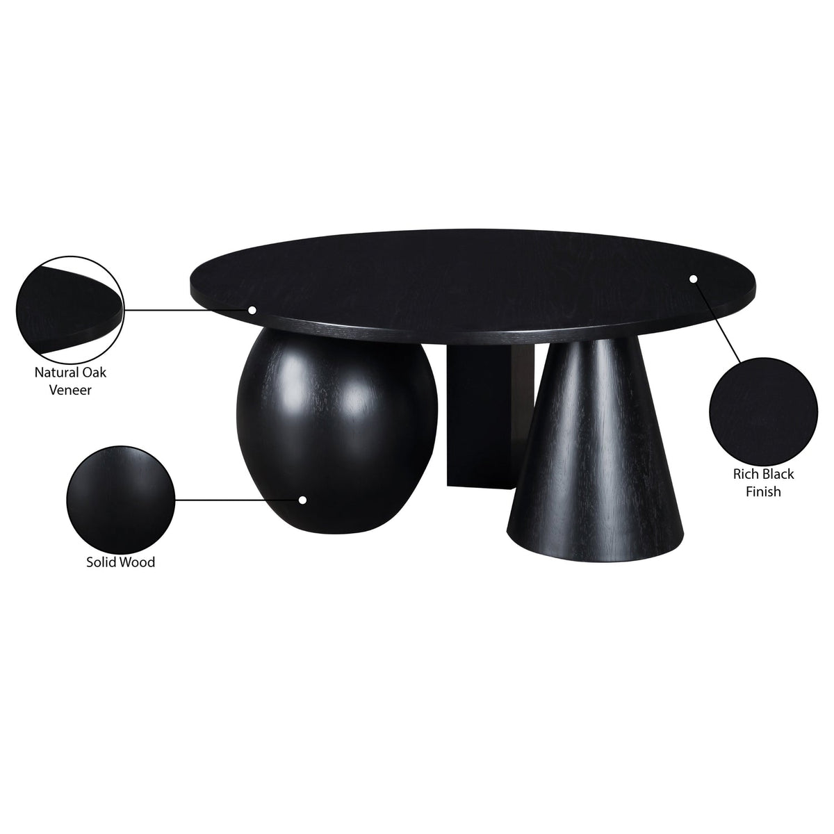 Revive Black Solid Wood And Oak Veneer Coffee Table