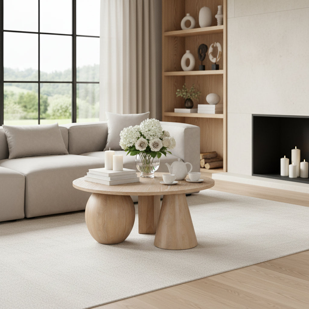 Revive Natural Solid Wood And Oak Veneer Coffee Table