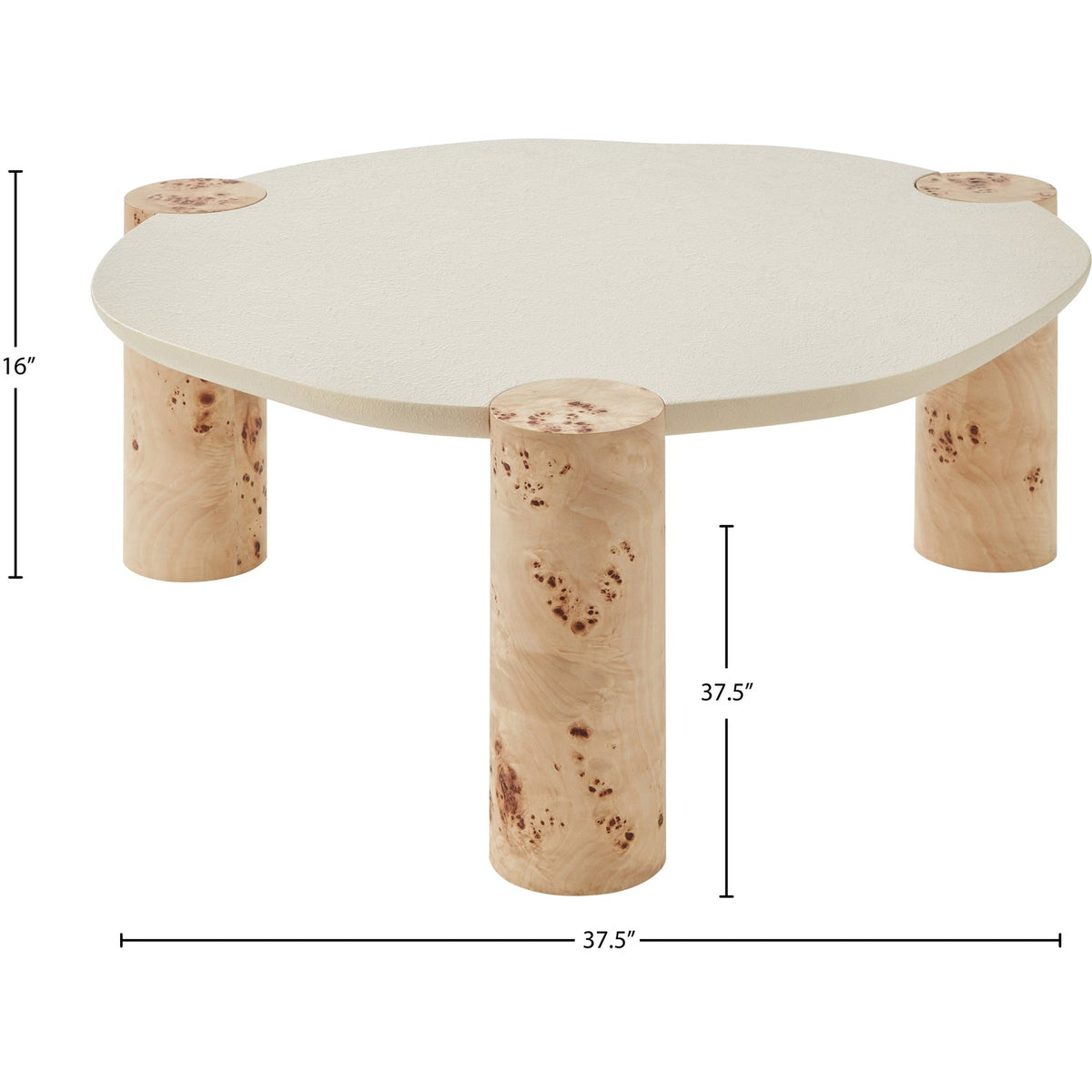Thor Natural Resin Top And Burl Veneer Base Coffee Table