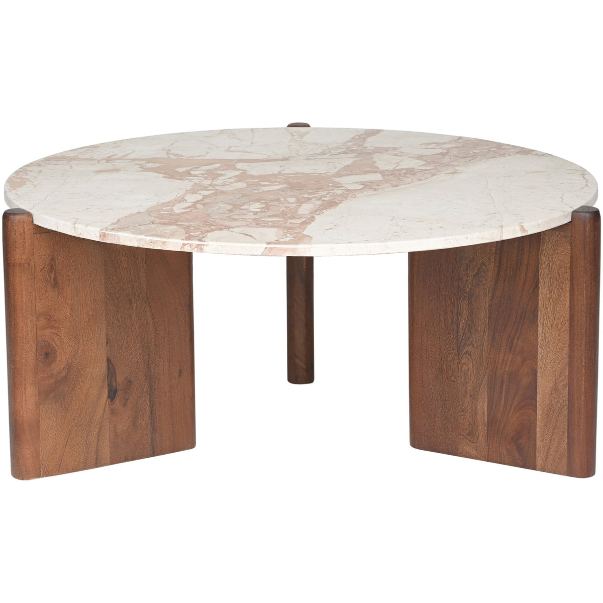 Varenna Cream Genuine Marble Top And Acacia Wood Base Coffee Table