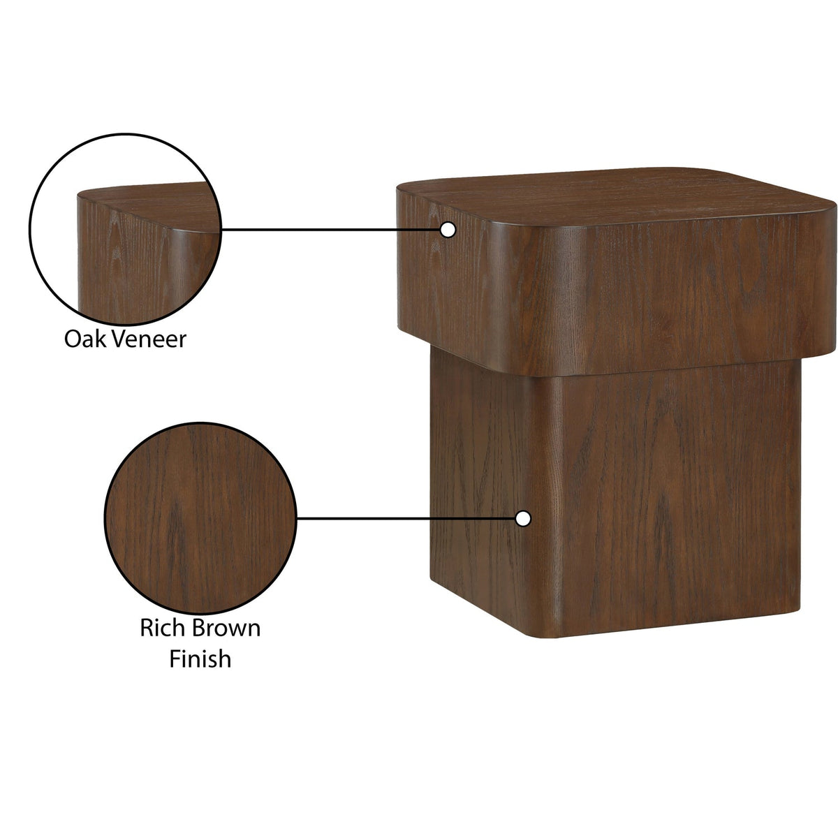 Oakmont Brown Oak Veneer End Side Table Set of 2