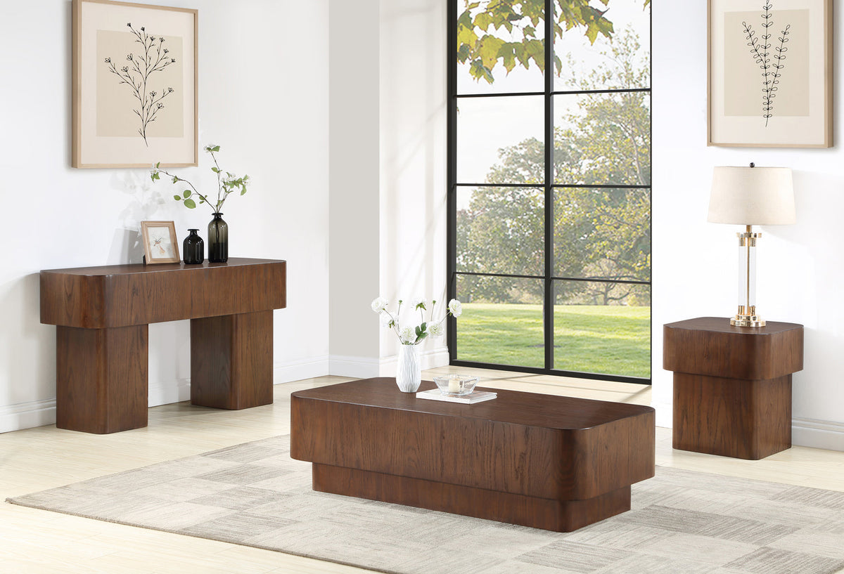 Oakmont Brown Oak Veneer End Side Table Set of 2