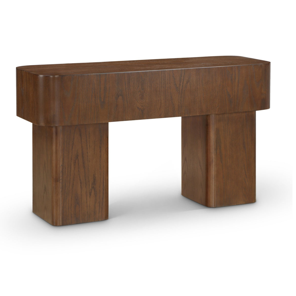 Oakmont Brown Oak Veneer Console Table in rich brown oak veneer, primary product view