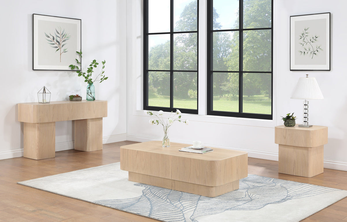 Oakmont Natural Oak Veneer End Side Table Set of 2