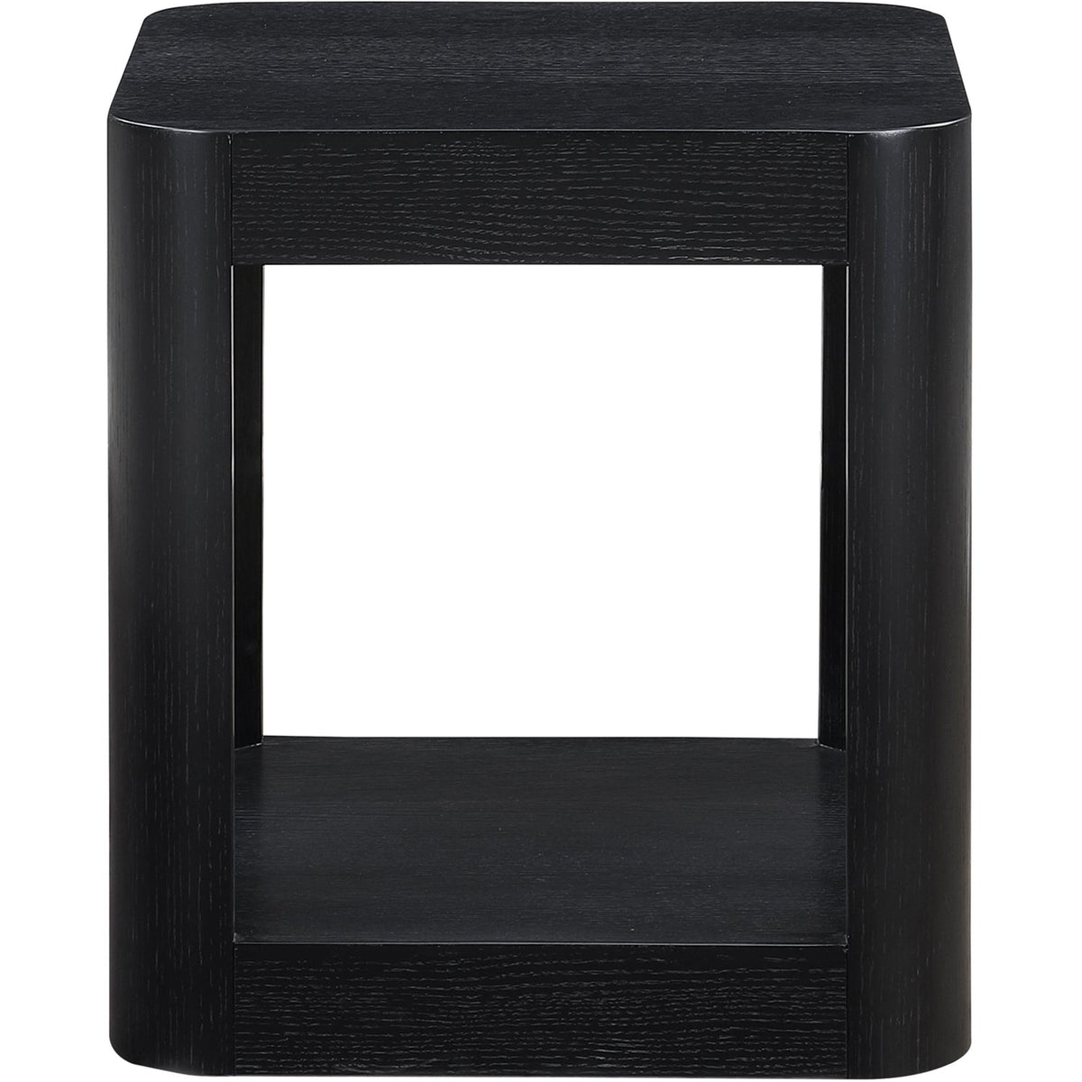 Reeves Black Solid Wood And Burl Veneer End Side Table Set of 2